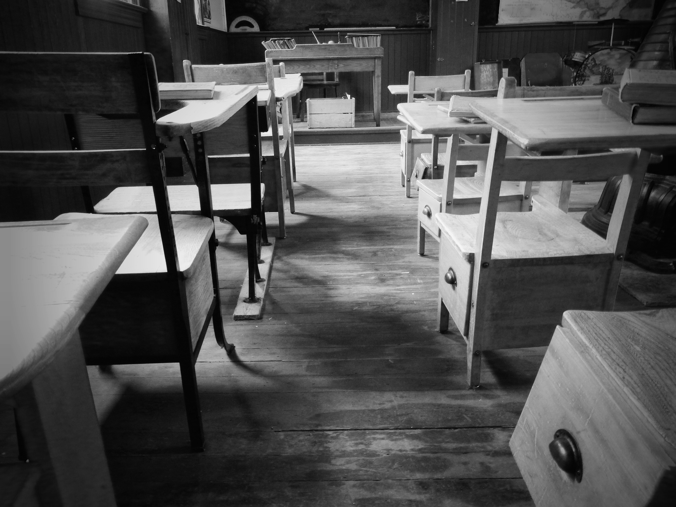 Black and White School Desk Photo